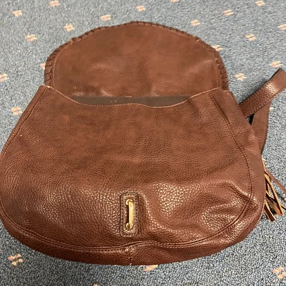 Michael Kors Brown Leather Flap Top Brown Crossbody Shoulder Bag Tassel Clip - Picture 8 of 11